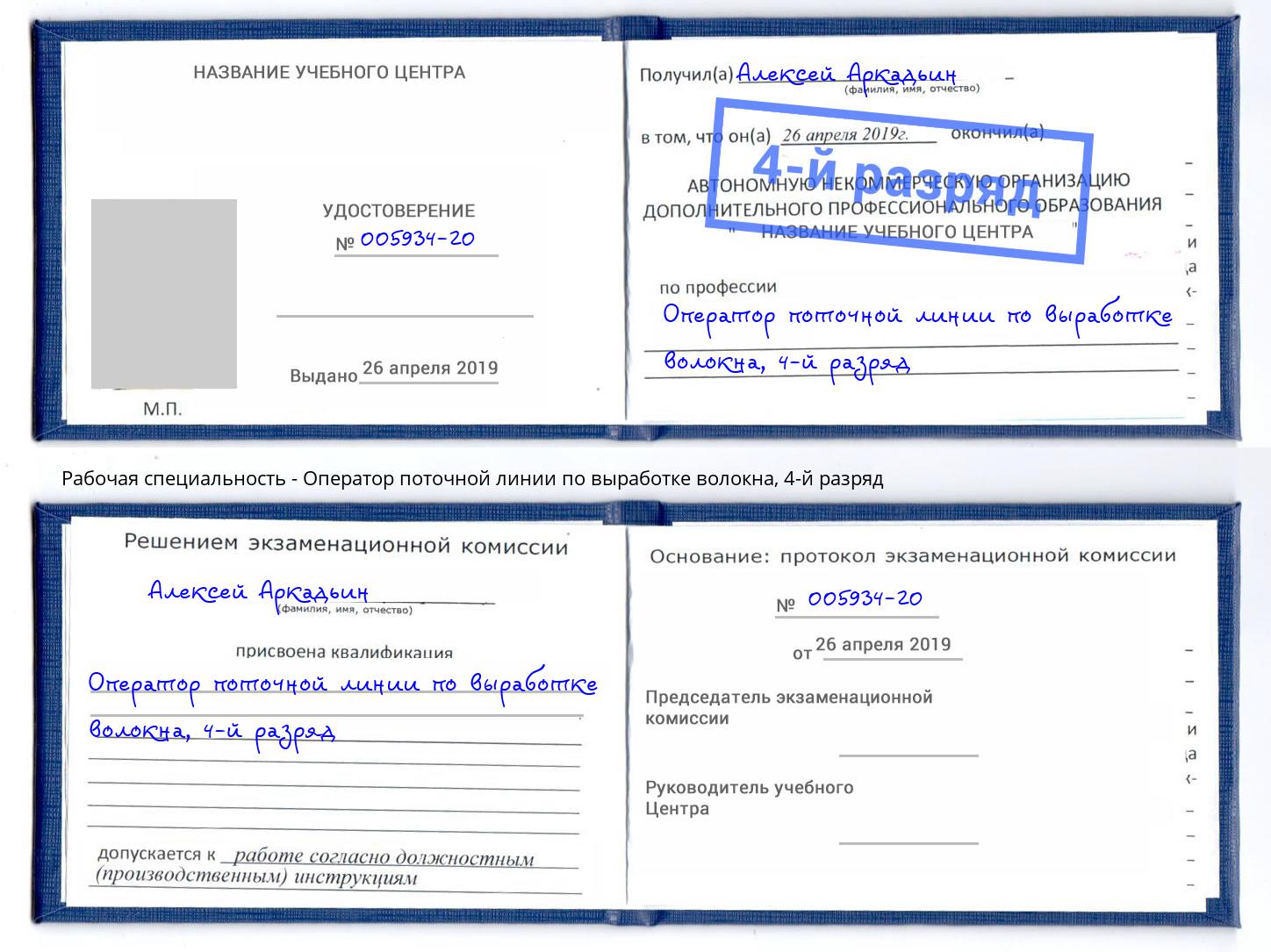 корочка 4-й разряд Оператор поточной линии по выработке волокна Карабулак